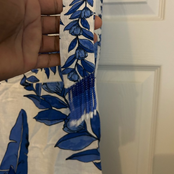 NWT CALYPSO‎ ST. BARTH Linen Blend Beaded Strap Placed Print Midi Dress SZ S - Picture 7 of 16